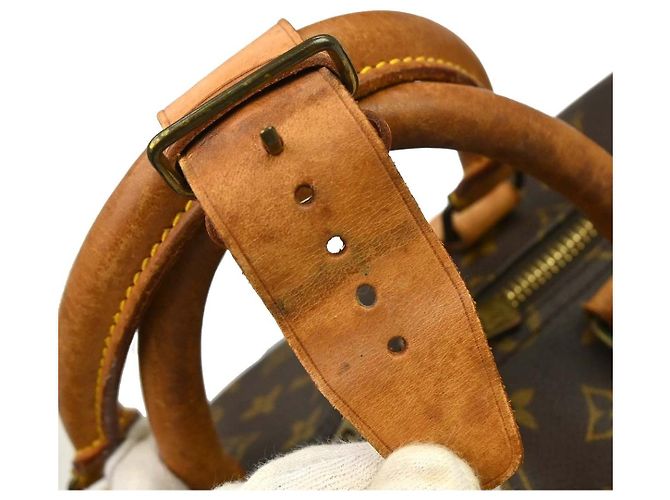 Borsa Louis Vuitton Keepall Bandouliere in tela Monogram 55 Marrone - vista 6