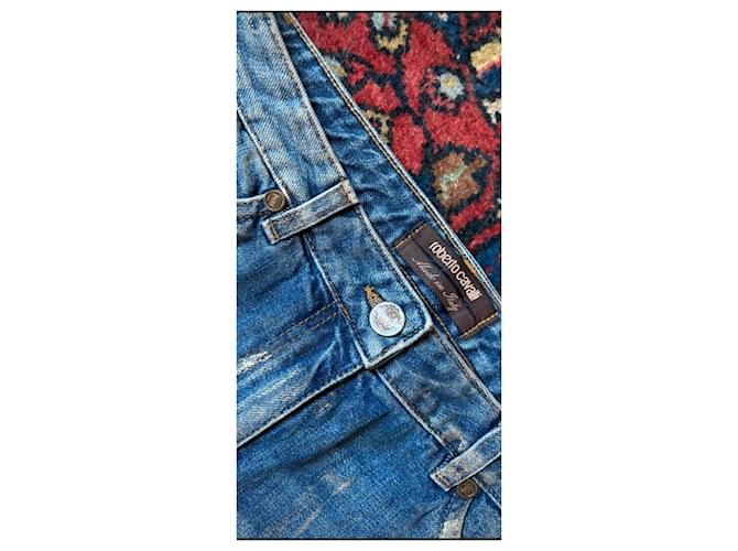Vaqueros denim azul Roberto Cavalli efecto salpicaduras doradas Dorado - vista 2