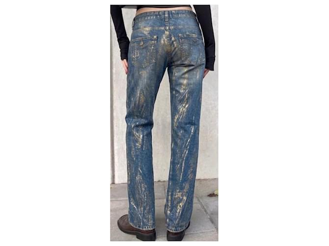 Vaqueros denim azul Roberto Cavalli efecto salpicaduras doradas Dorado - vista 5