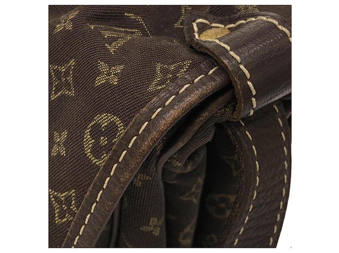 Borsa a spalla Louis Vuitton Monogram Mini Lin Saumur Marrone - vista 3