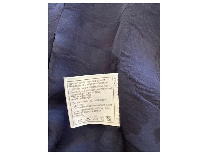 Vestido Chanel de tweed geométrico Gris Burdeos Azul oscuro - vista 6