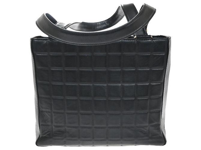 Chanel Chocolate Bar CC Tote aus gestepptem Leder Small Schwarz - Ansicht 2