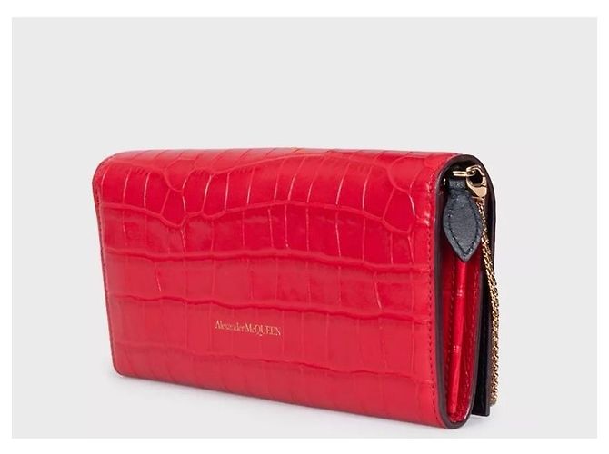 Alexander McQueen Rote Leder-Chain-Clutch mit Prägung - Gebraucht - Ansicht 2