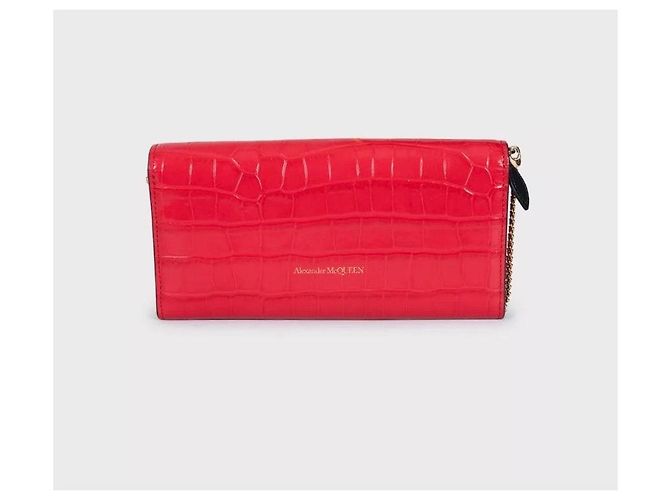 Alexander McQueen Rote Leder-Chain-Clutch mit Prägung - Gebraucht - Ansicht 3