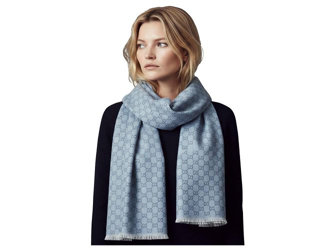 Sciarpa Gucci Monogramma GG Azzurro Blu Blu chiaro - vista 3