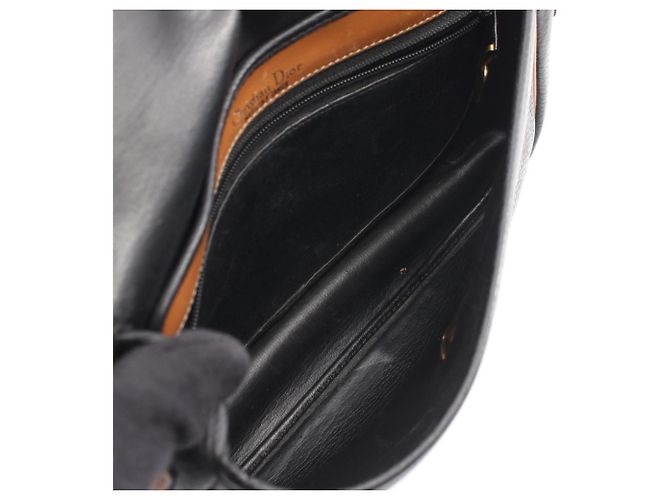 Borsa a tracolla in pelle Christian Dior Marrone Nero - vista 3
