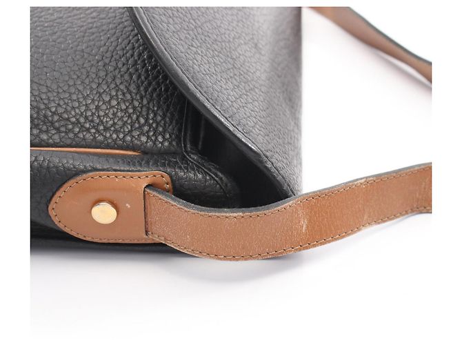 Borsa a tracolla in pelle Christian Dior Marrone Nero - vista 6