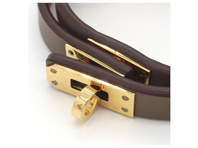 Hermès Bracciale Hermes Mini Kelly Double Tour Taupe - vista 3