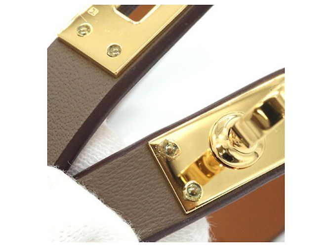 Hermès Bracciale Hermes Mini Kelly Double Tour Taupe - vista 6