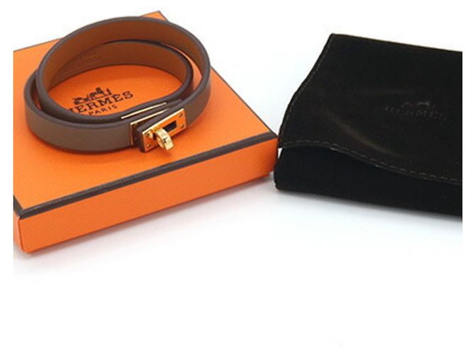 Hermès Bracciale Hermes Mini Kelly Double Tour Taupe - vista 7