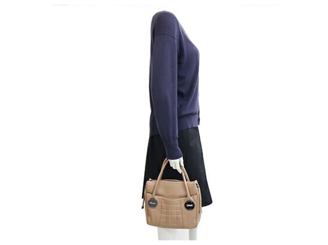 Borsa Chanel in pelle di vitello martellata beige - vista 10
