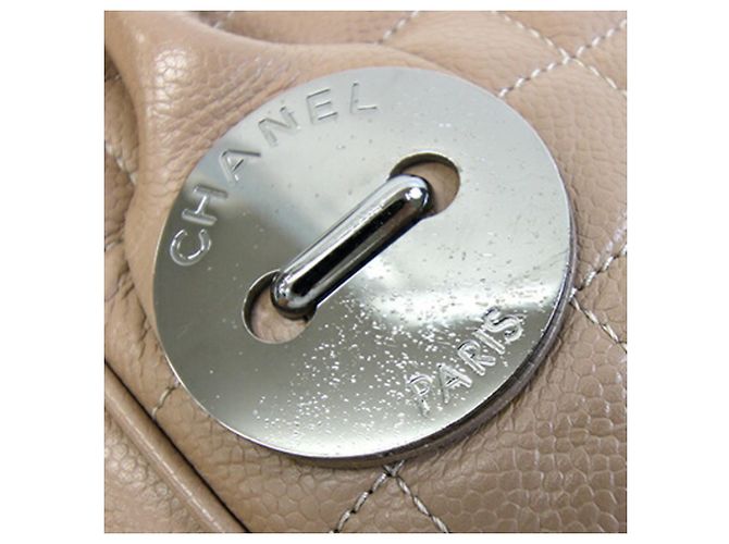 Borsa Chanel in pelle di vitello martellata beige - vista 8