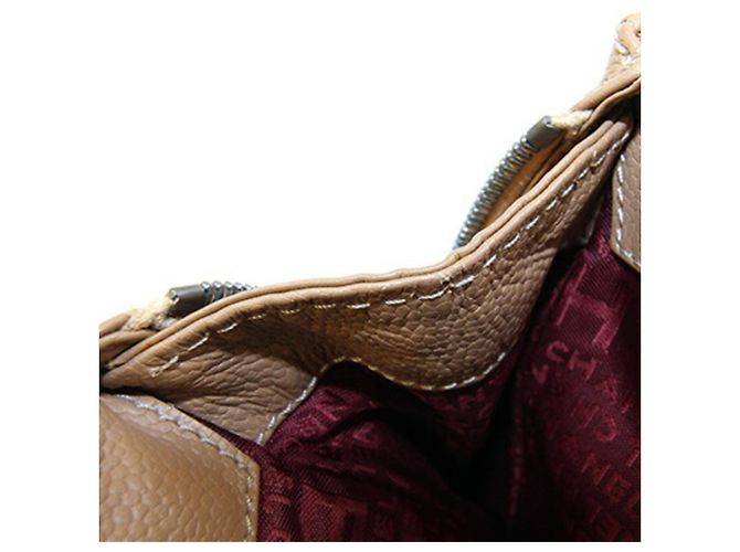 Borsa Chanel in pelle di vitello martellata beige - vista 9