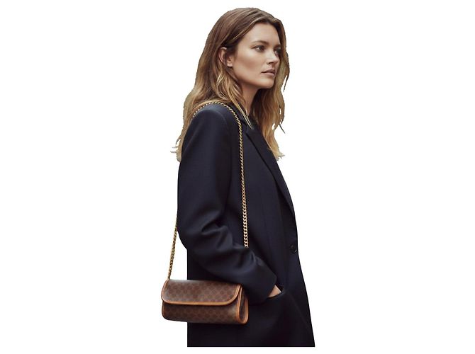 Céline Celine Macadam Canvas Shoulder Bag Brown - view 2