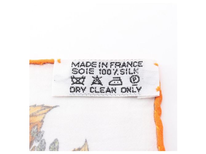 Hermès Sciarpa Hermes Petit Carré 45 Muslin Pythagore Bianco Multicolore Arancione - vista 3