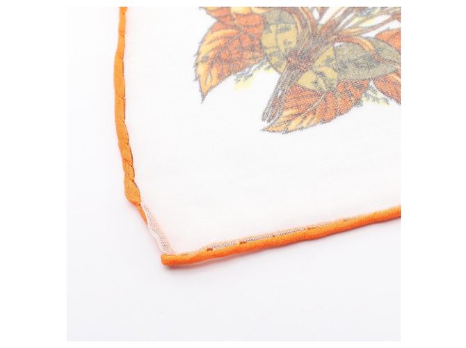 Hermès Sciarpa Hermes Petit Carré 45 Muslin Pythagore Bianco Multicolore Arancione - vista 5