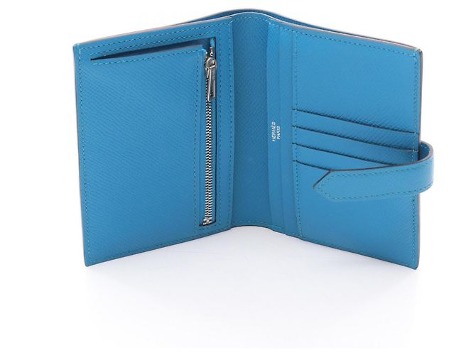 Cartera compacta de dos pliegues Hermès Bearn Azul - vista 3