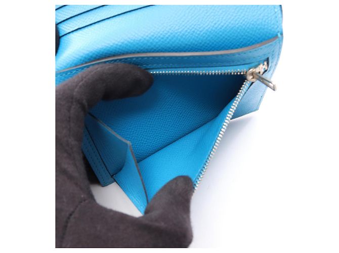 Cartera compacta de dos pliegues Hermès Bearn Azul - vista 4