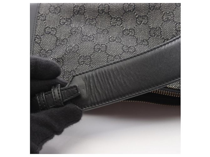 Borsa a tracolla in denim nero Gucci - vista 9