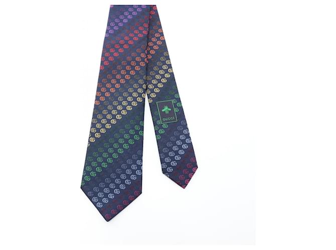 Cravatta in seta Gucci Multicolore Blu navy - vista 2