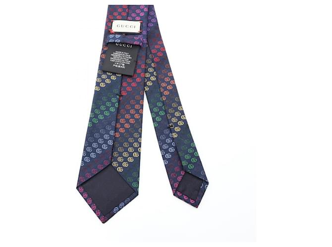 Cravatta in seta Gucci Multicolore Blu navy - vista 3