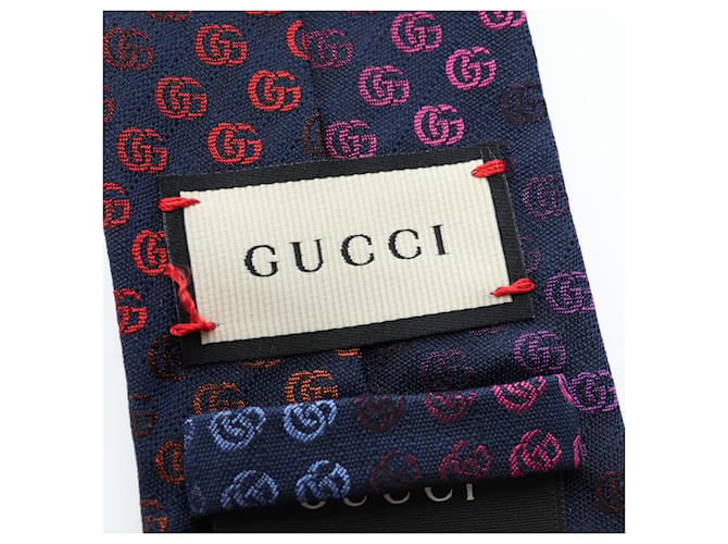 Cravatta in seta Gucci Multicolore Blu navy - vista 4