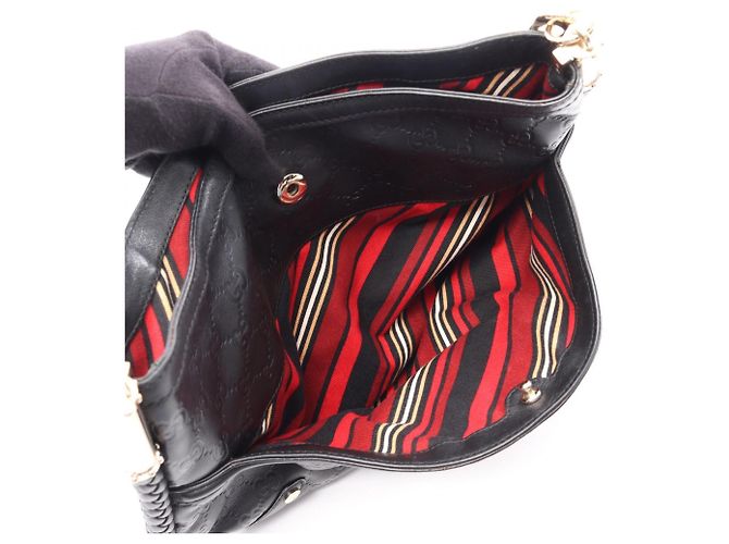 Borsa a tracolla Gucci Interlocking G Guccissima Nero - vista 4
