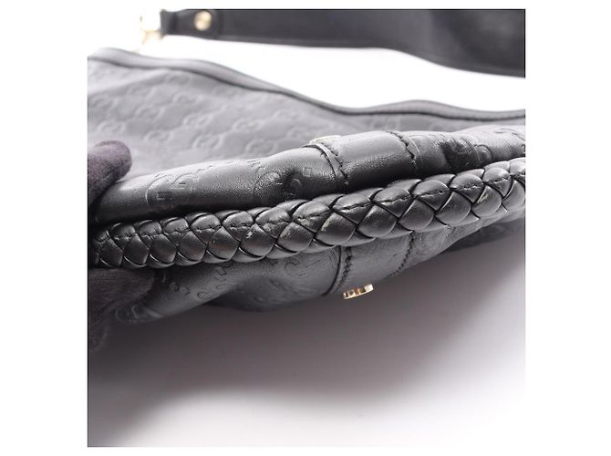 Borsa a tracolla Gucci Interlocking G Guccissima Nero - vista 9
