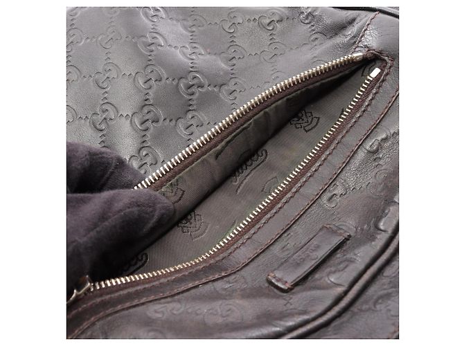 Borsa a tracolla in pelle marrone Gucci Guccissima - vista 6