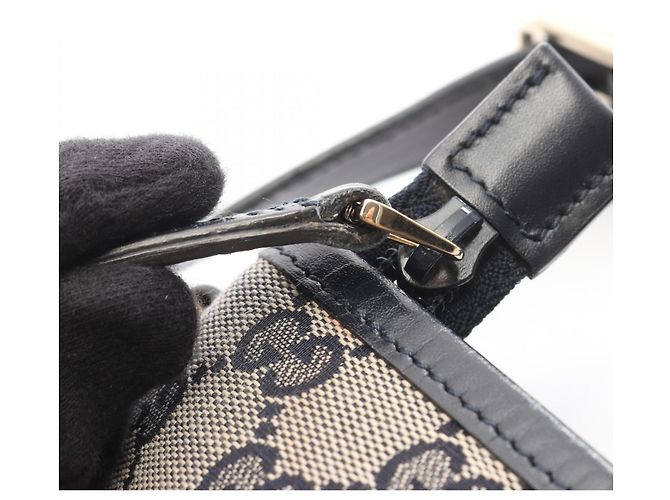 Borsa a tracolla Gucci Sherry Line GG Canvas Beige Blu navy - vista 10