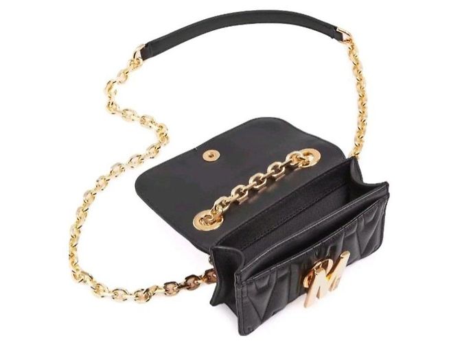 Moschino Borsa a tracolla in pelle trapuntata nera Logo M Nero - vista 4