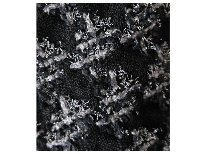 Chanel Top sin mangas de tweed de pata de gallo Fall 2017 Negro Plata - vista 6
