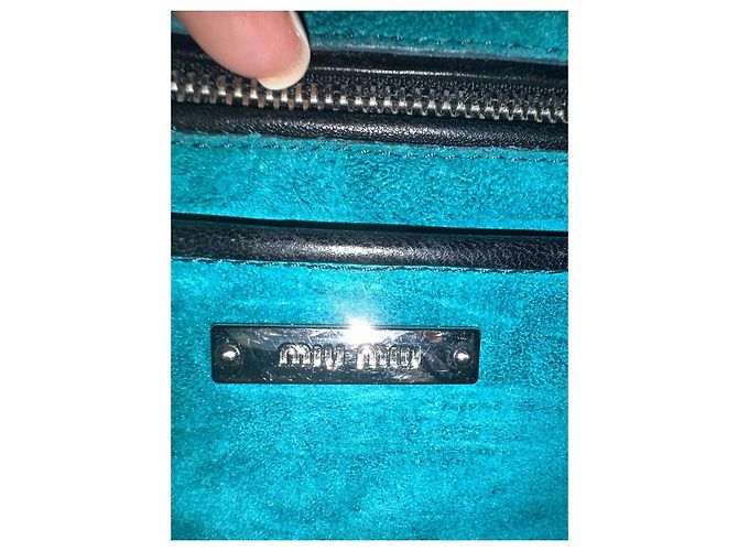 Miu Miu Borsa in pelle gialla e pitone Nero Verde Giallo - vista 5