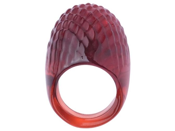 Autre Marque Anello Serpente Lalique in Cristallo Rosso Rubino Gioiello Serpente Mib - vista 3