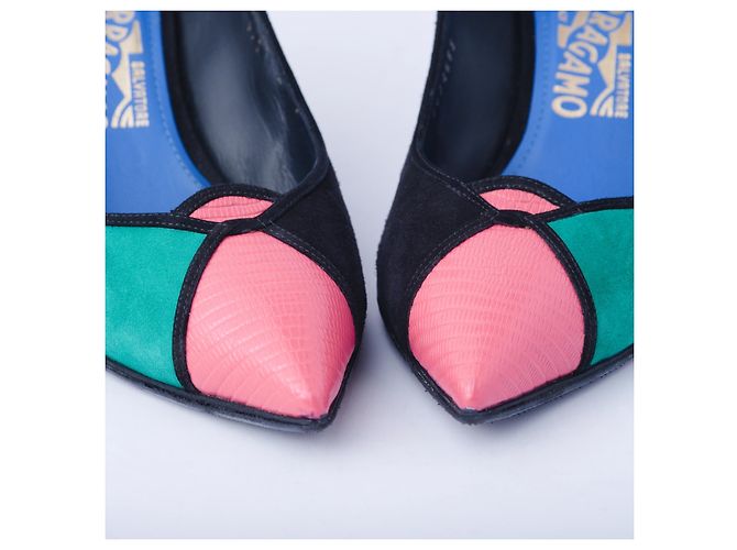 Escarpins Salvatore Ferragamo Fiaba em couro e camurça Multicor - vista 5