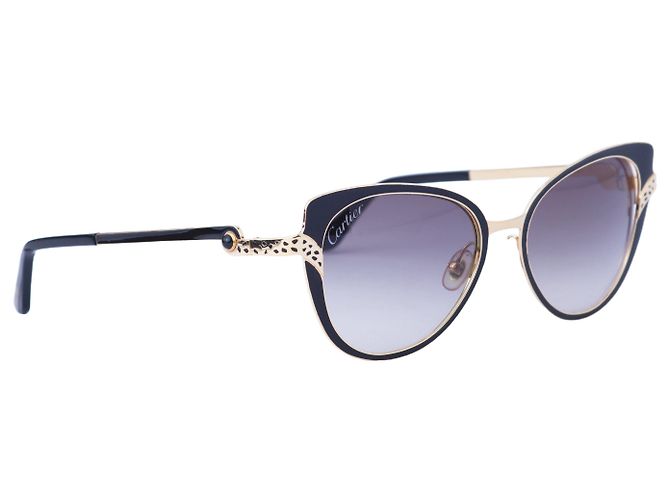 Gafas de Sol Cartier Metal Pearl Cat Eye Black Silver - vista 3