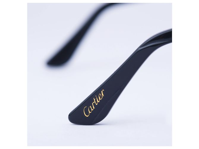 Gafas de Sol Cartier Metal Pearl Cat Eye Black Silver - vista 4