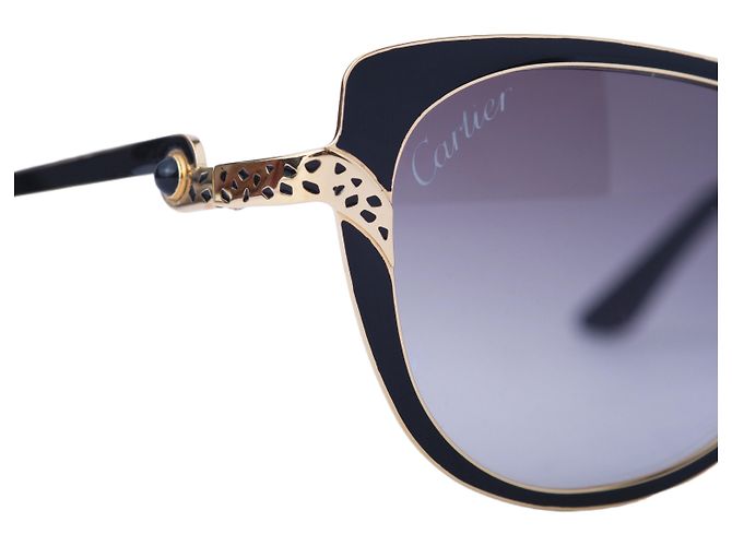 Gafas de Sol Cartier Metal Pearl Cat Eye Black Silver - vista 6