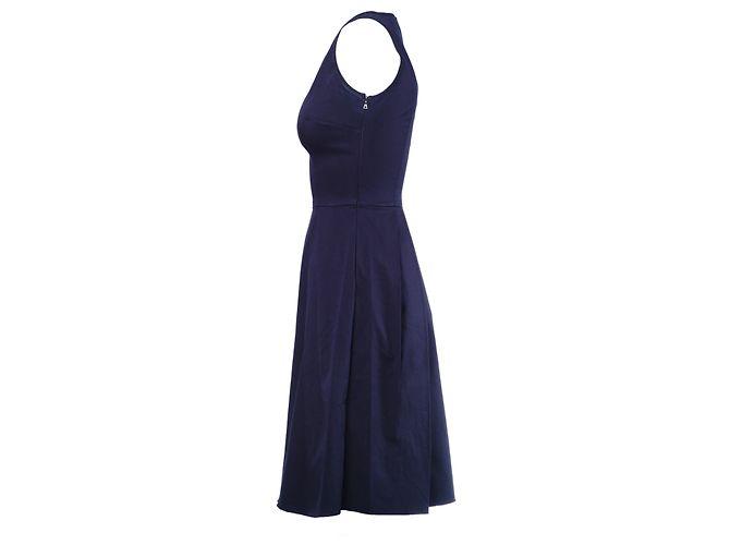 Abito a trapezio plissé senza maniche blu navy Prada - vista 2
