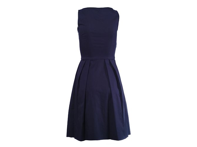 Abito a trapezio plissé senza maniche blu navy Prada - vista 3