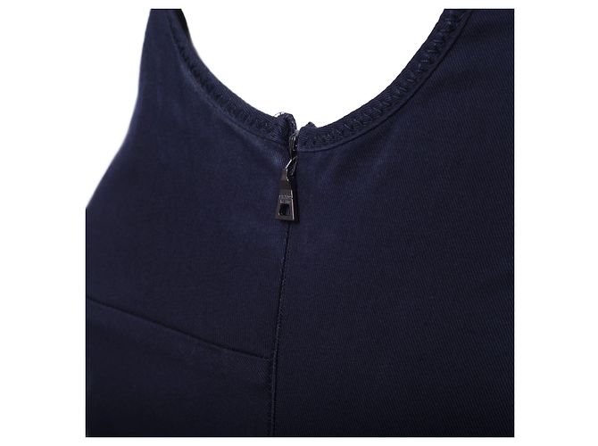 Abito a trapezio plissé senza maniche blu navy Prada - vista 6