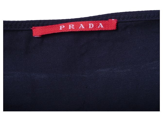Abito a trapezio plissé senza maniche blu navy Prada - vista 8