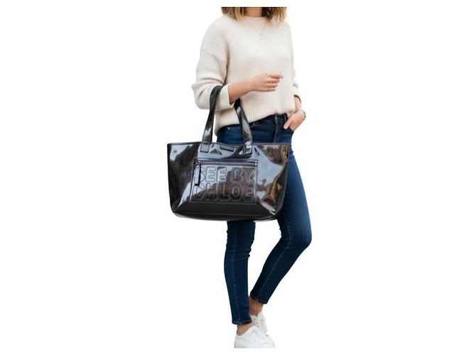 See By Chloé Borsa Tote in Vernice Nera Nero - vista 2