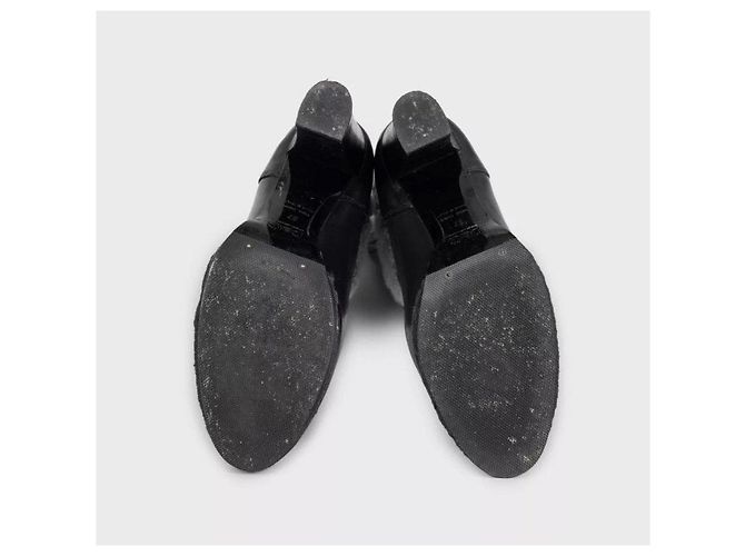 Dolce & Gabbana Strickstiefel aus schwarzem Leder Größe 37 gebraucht - Ansicht 5