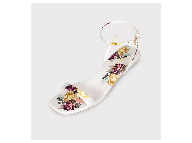 Prada Sandalen aus Textil mit weißem Blumenprint Größe 36 gebraucht - Ansicht 3