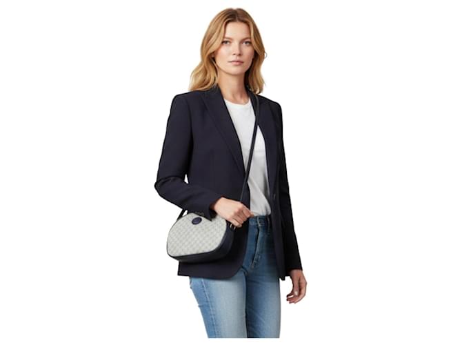 Borsa a Spalla Gucci Monogram Beige Blu scuro - vista 2