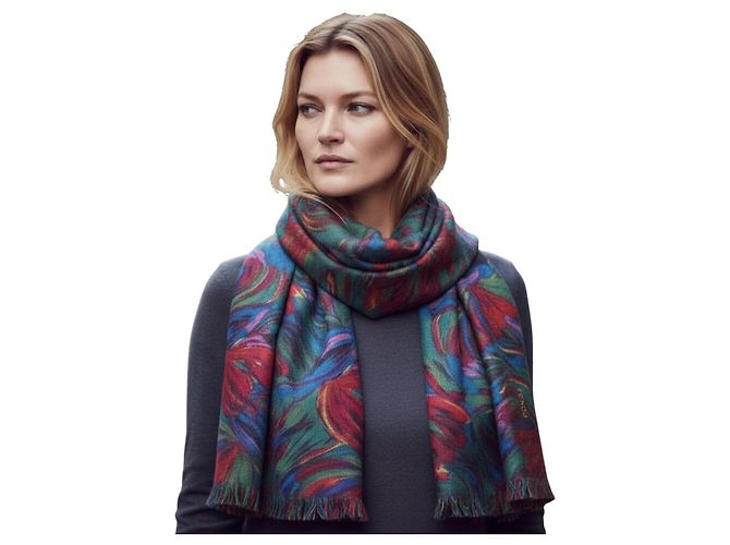 Fendi Schal mit Blumenprint Pink Rot Blau Grün - Ansicht 2