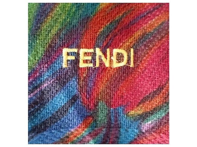 Fendi Schal mit Blumenprint Pink Rot Blau Grün - Ansicht 4