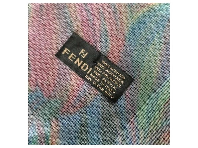 Fendi Schal mit Blumenprint Pink Rot Blau Grün - Ansicht 5