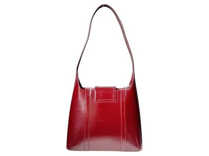 Borsa a tracolla Salvatore Ferragamo Gancini in pelle vernice Marrone Rosso - vista 5